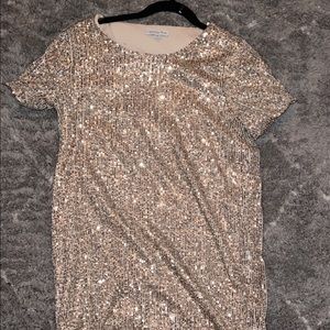 Gold sequin mini cocktail dress